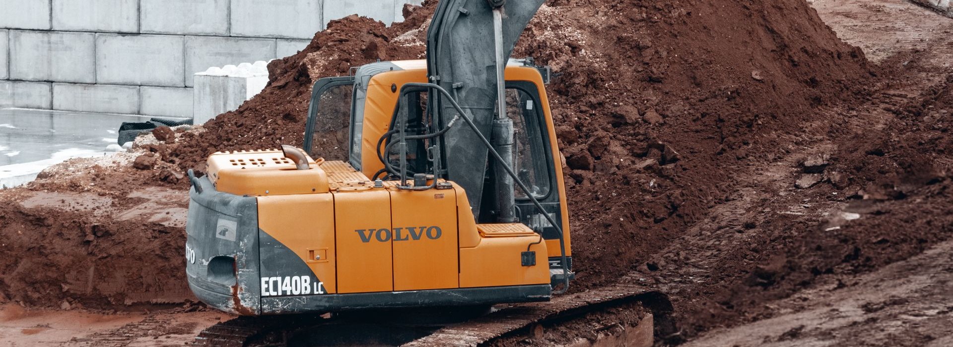 Construction excavator and heavy equipment on Australian worksite